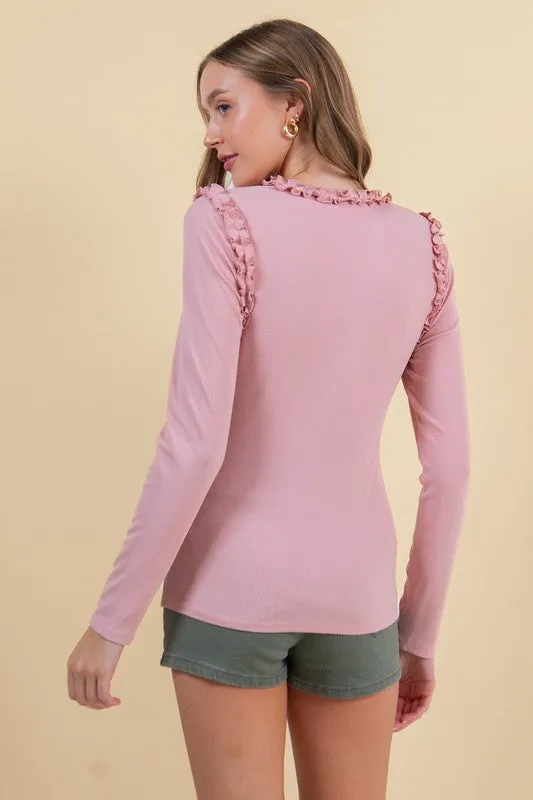 Goodie Pink Ruffle Top