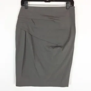 Gunex Davide Cenci Skirt 6 USA Gray Pleated Pencil Slit Back Knee Length Career