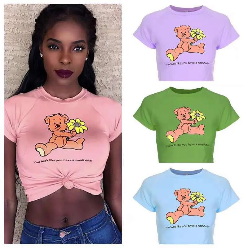 Harajuku Bear Print Top  KF1002