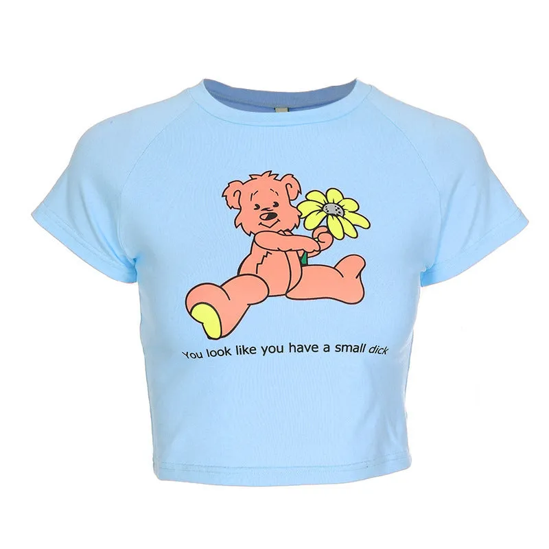 Harajuku Bear Print Top  KF1002