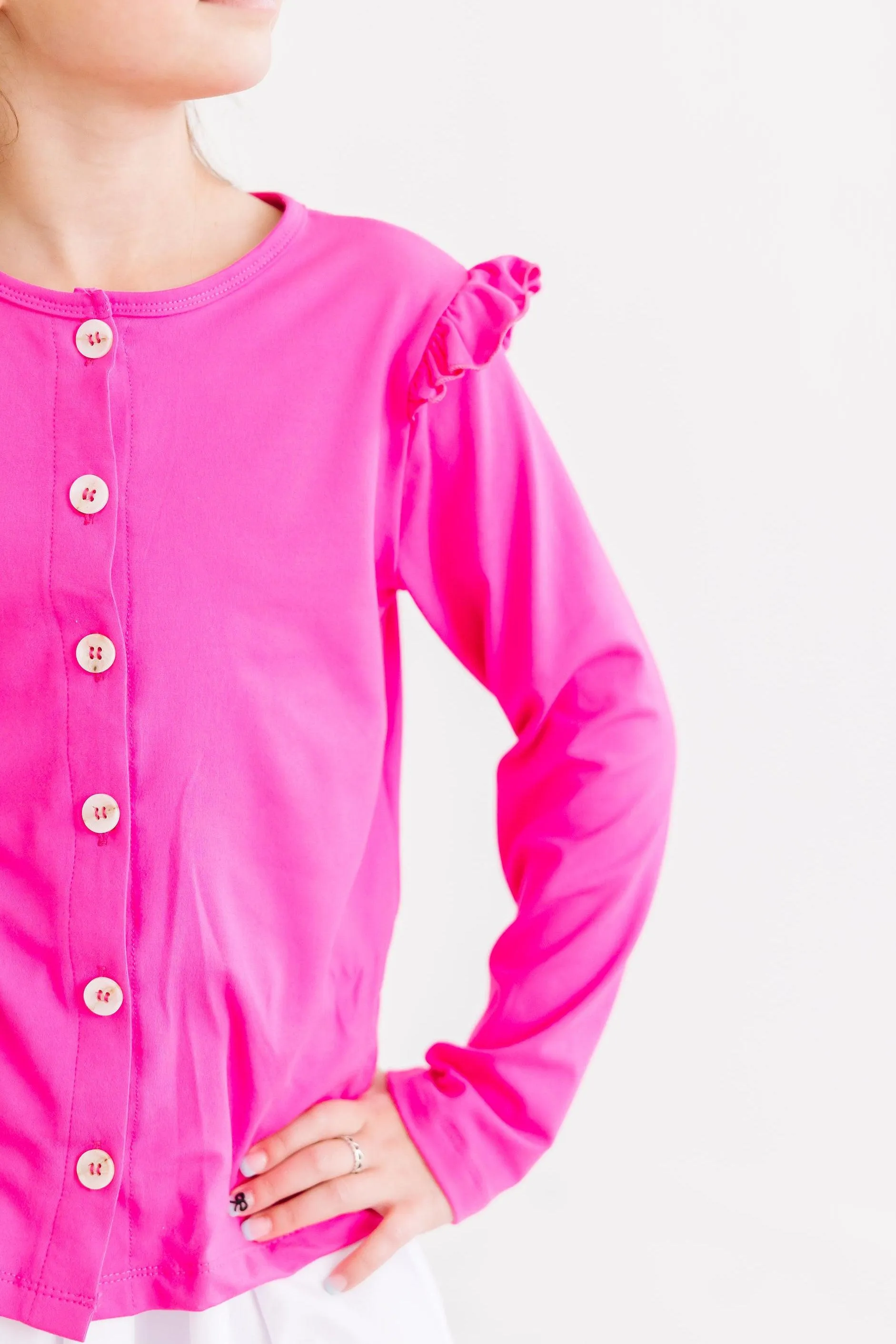 Hot Pink Ruffle Cardigan