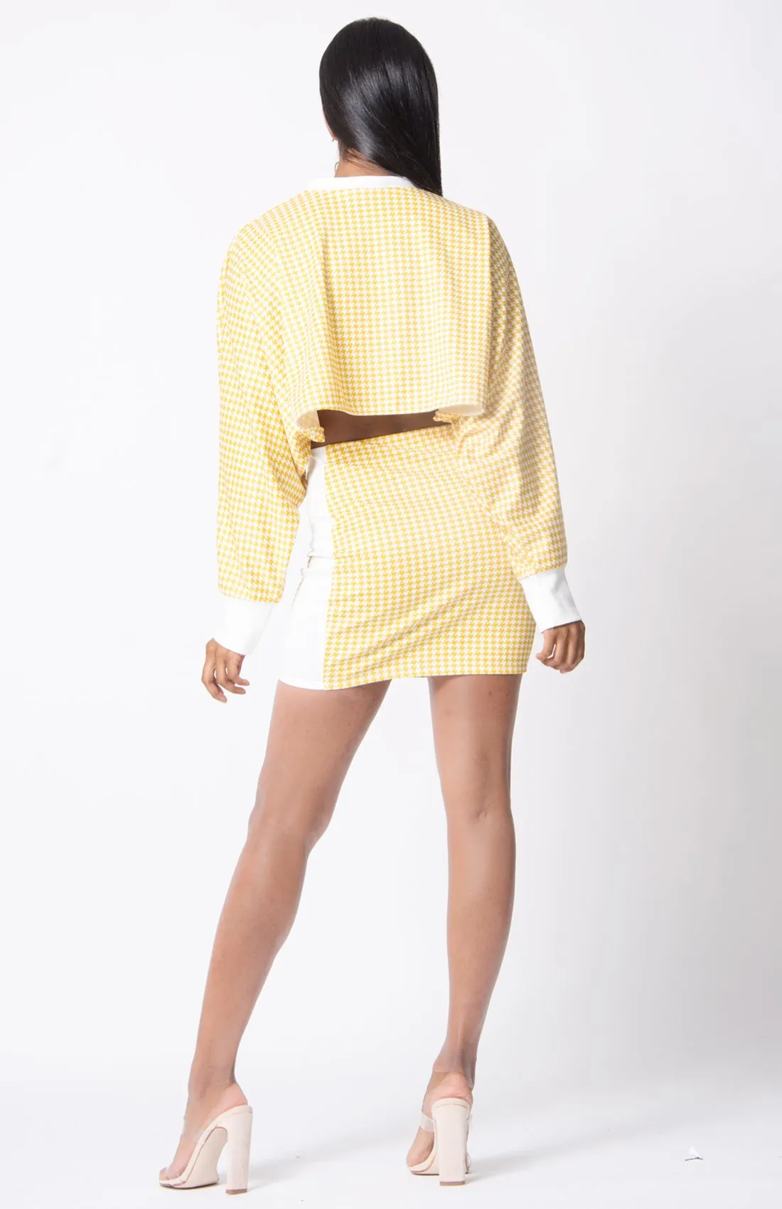 HOUNDSTOOTH DOLMAN TWO PIECE  SKIRT SET