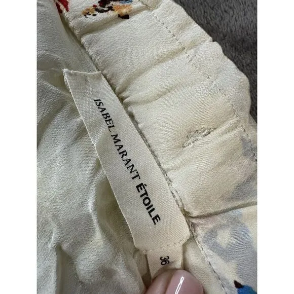 ISABEL MARANT Etoile &quot;Madjo&quot; Silk Drawstring Patriotic Skirt sz 36 FR. 4 US