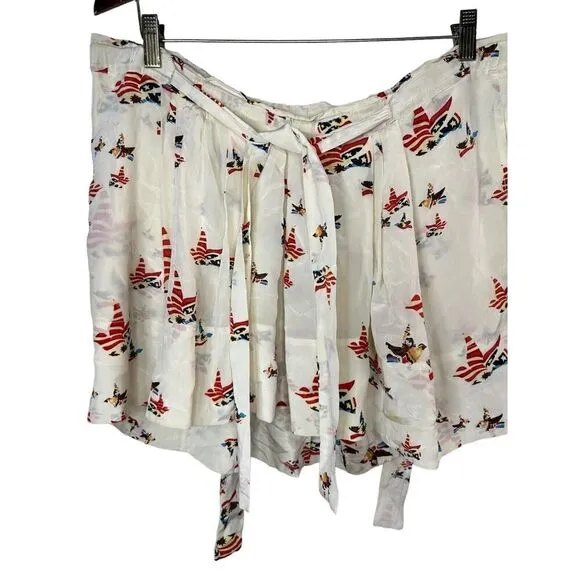 ISABEL MARANT Etoile &quot;Madjo&quot; Silk Drawstring Patriotic Skirt sz 36 FR. 4 US