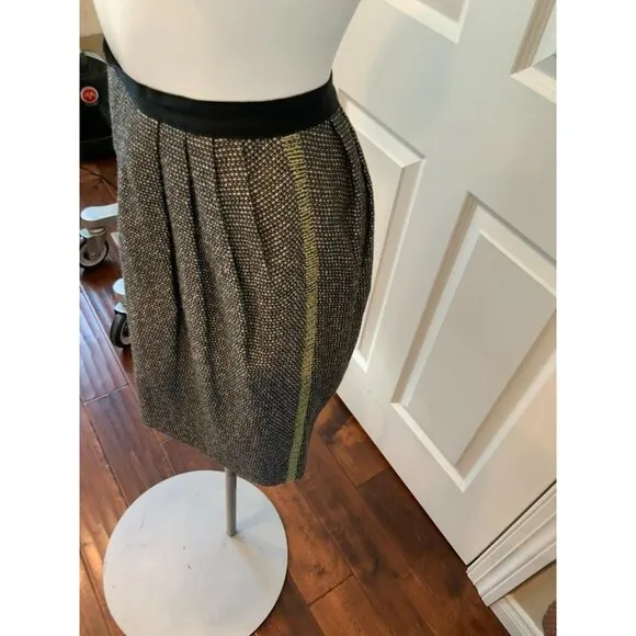 Jason Wu Black &amp; White Tweed Pleated Skirt, Size 2