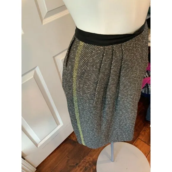 Jason Wu Black &amp; White Tweed Pleated Skirt, Size 2