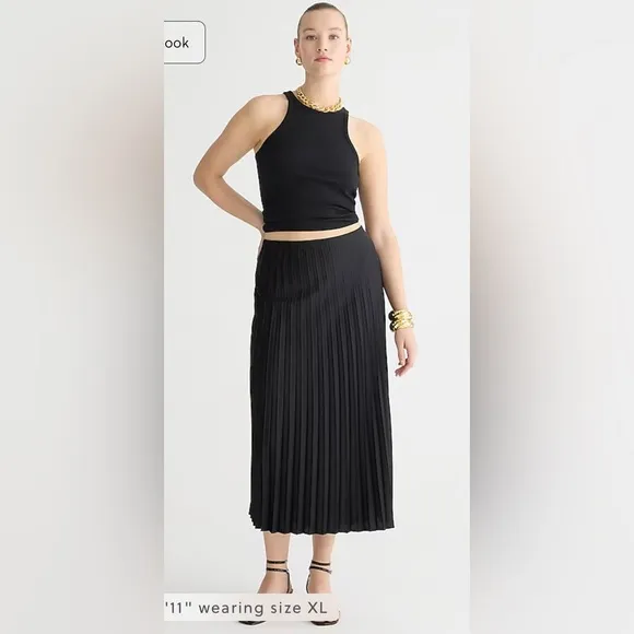 J.Crew NWT Gwyneth pleated slip skirt in black