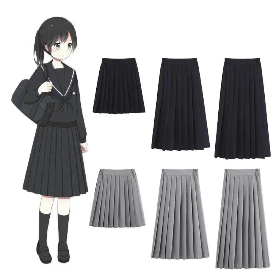JK School Pleated Solid Bottom Skirt J40350