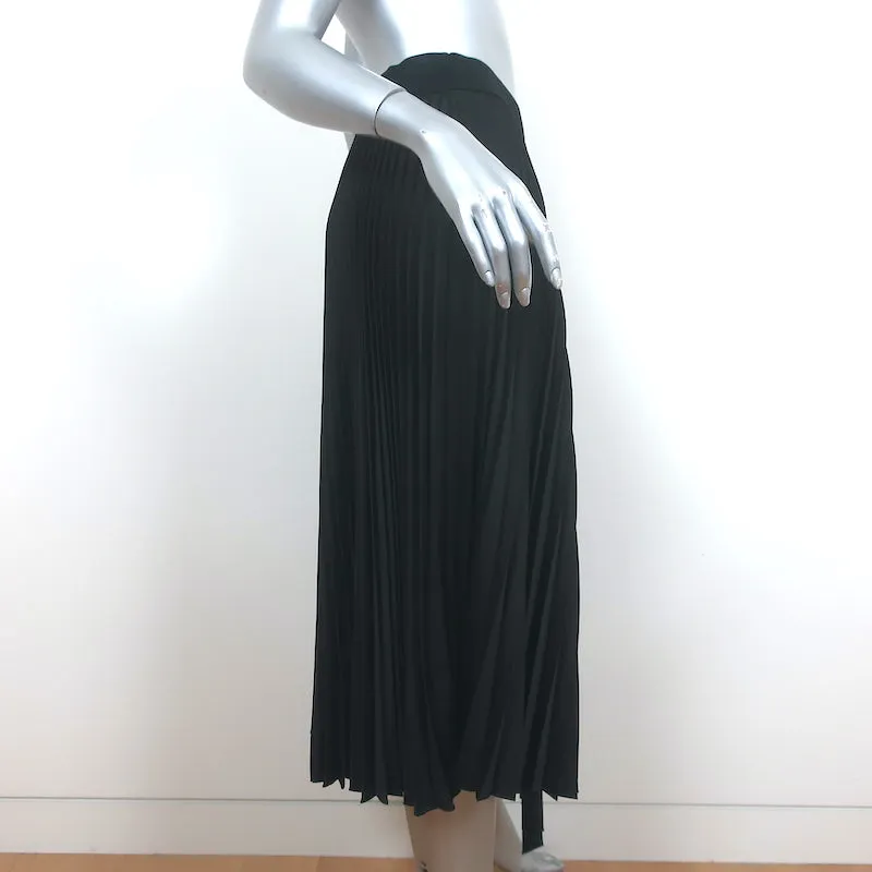 Joseph Pleated Asymmetric Midi Skirt Sabin Black Crepe Size 38