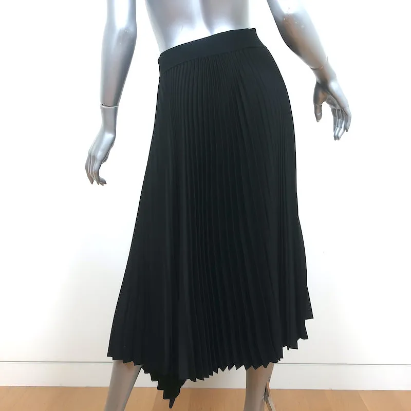 Joseph Pleated Asymmetric Midi Skirt Sabin Black Crepe Size 38