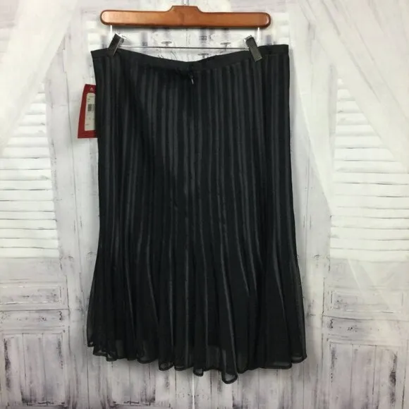 JS Collection Black Pleated Midi Skirt 10 NWT