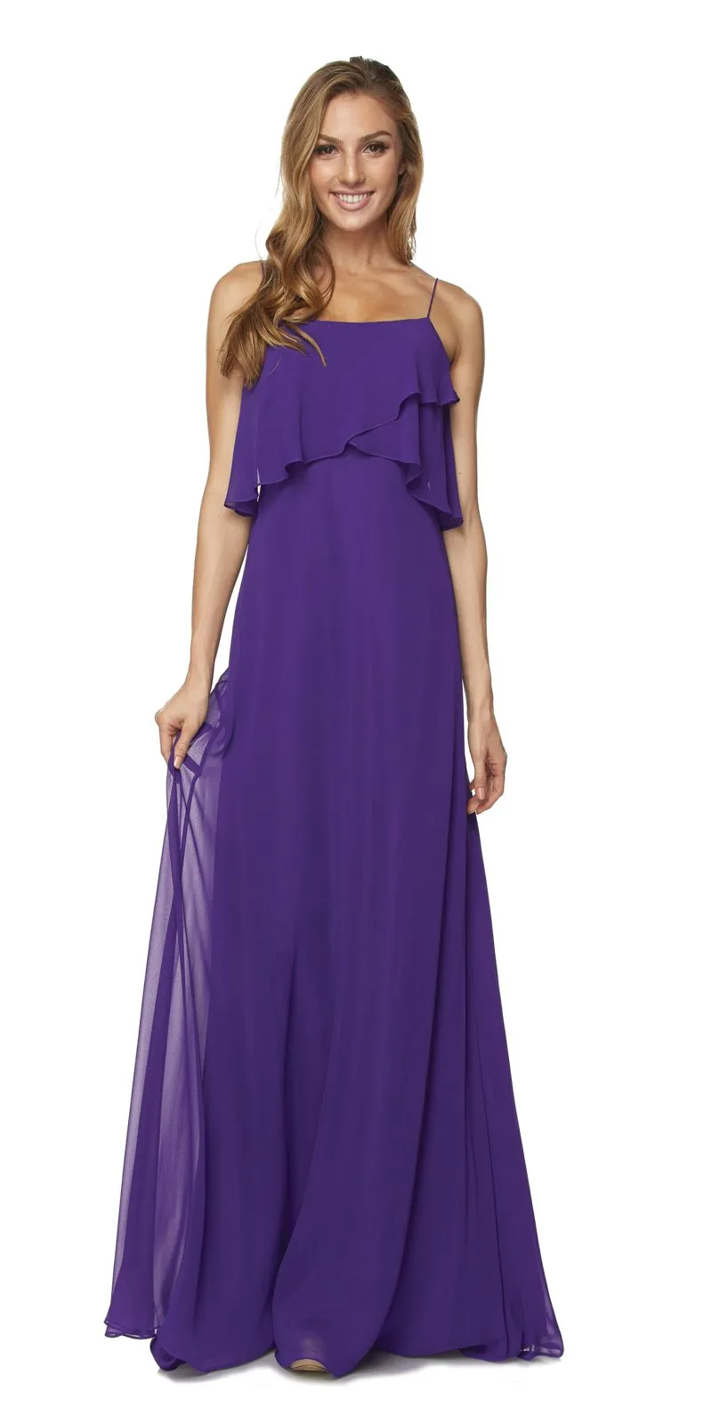 Juliet 591 Long Bridesmaid Dress Ruffled Bodice