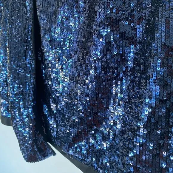Karen Millen Blue Sequin Drape Mini Skirt, Size 6