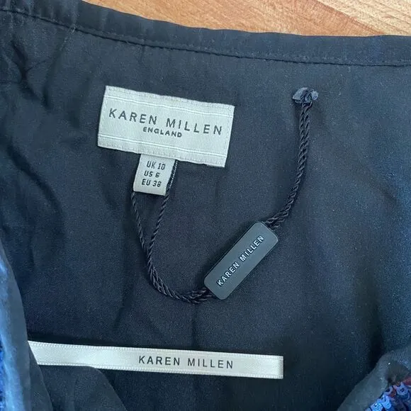 Karen Millen Blue Sequin Drape Mini Skirt, Size 6