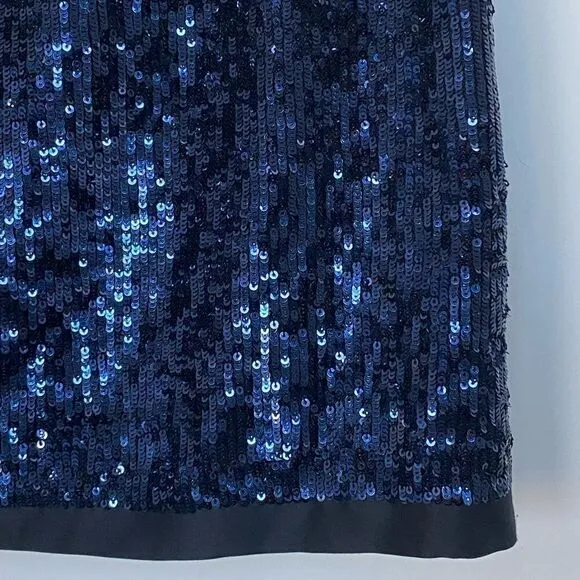 Karen Millen Blue Sequin Drape Mini Skirt, Size 6