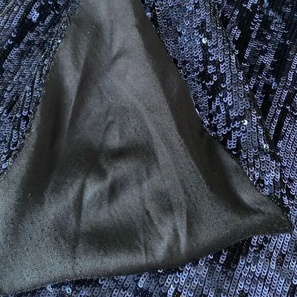Karen Millen Blue Sequin Drape Mini Skirt, Size 6