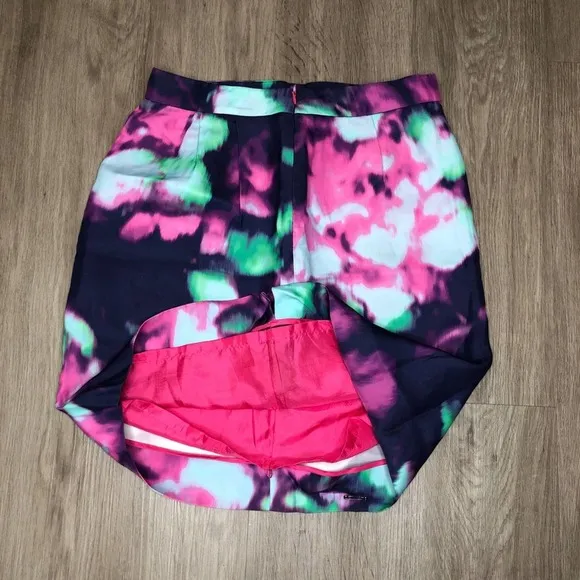 Kate Spade Women's Pink/Blue Abstract Floral Pleated Barry Pencil Skirt sz 6