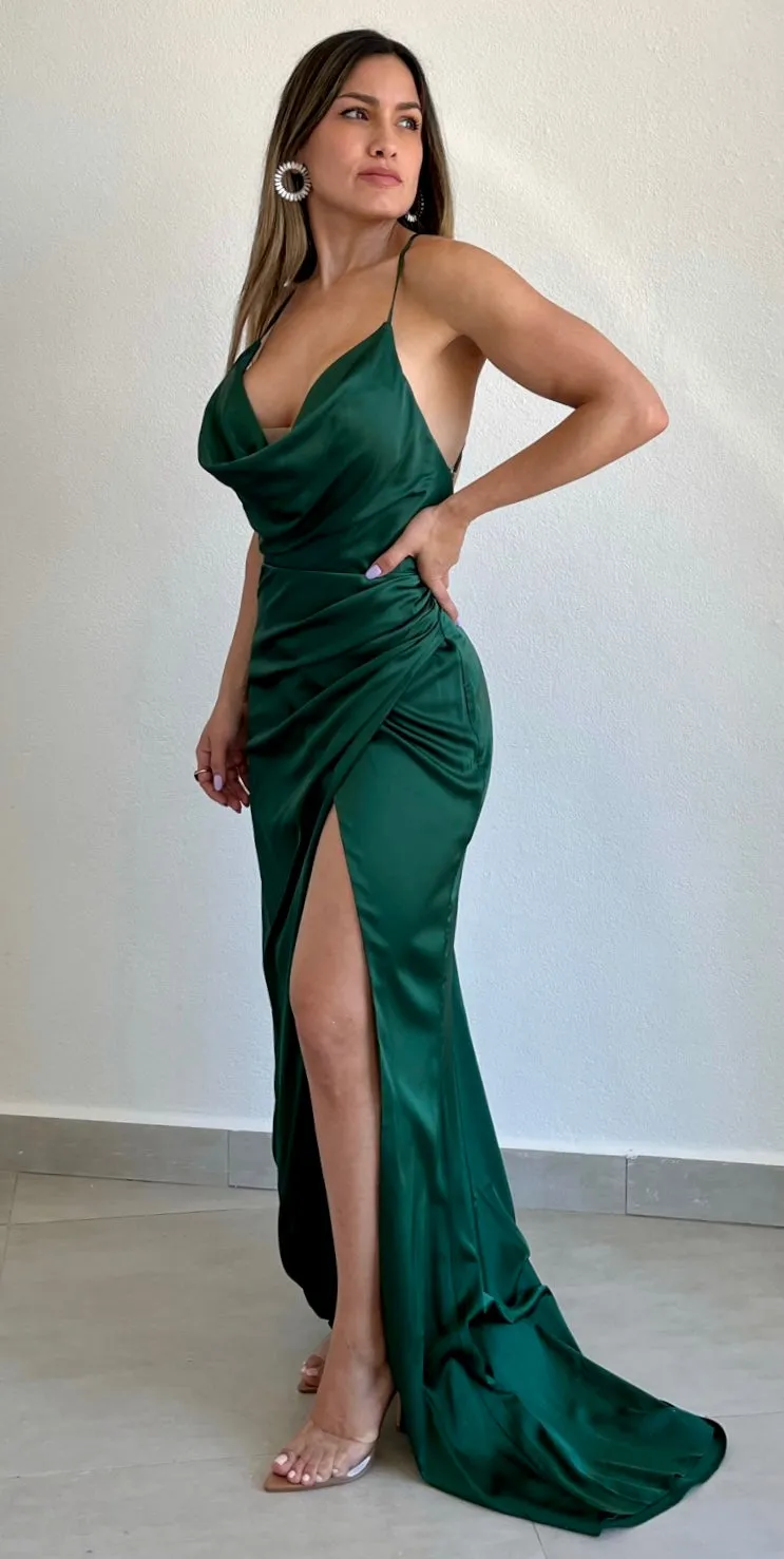 Keeper of My Heart Emerald Satin Formal Gown