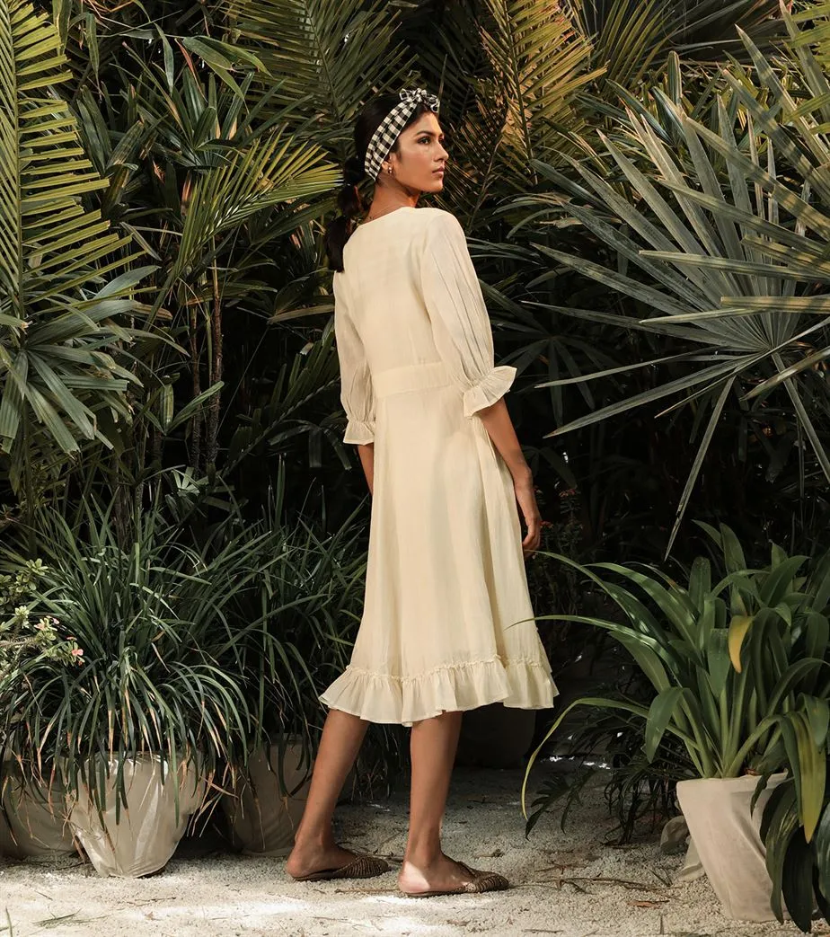 Khara Kapas   -   Little Egret White  midi dress - Another Day in Paradise
