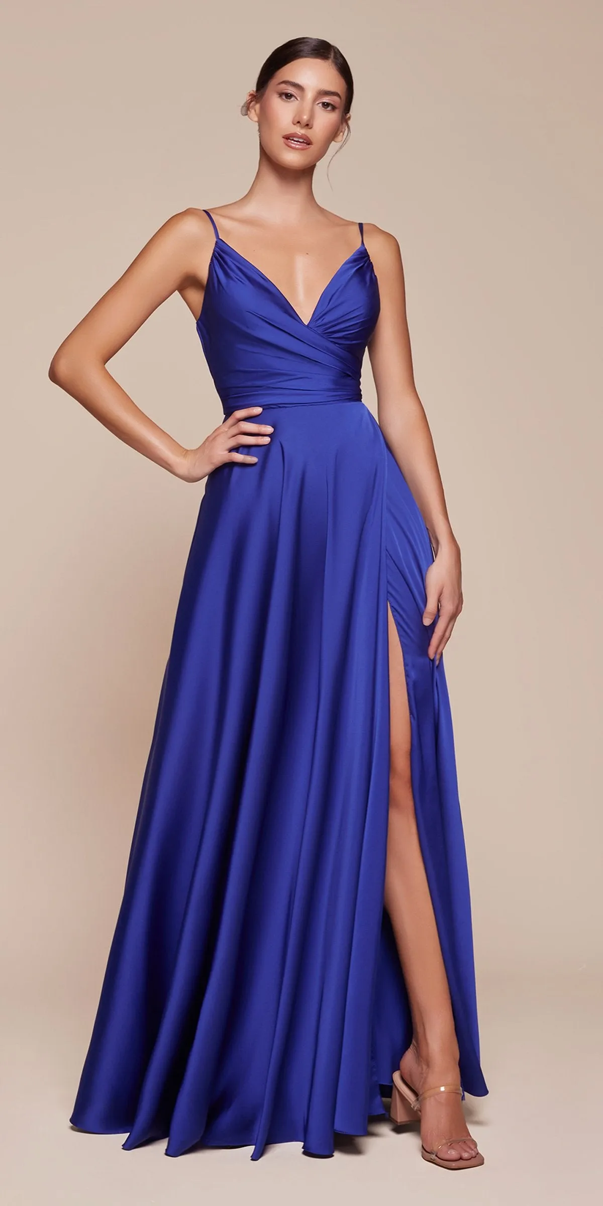 Ladivine 7485 Long Sweetheart Soft Satin A-Line Formal Dress