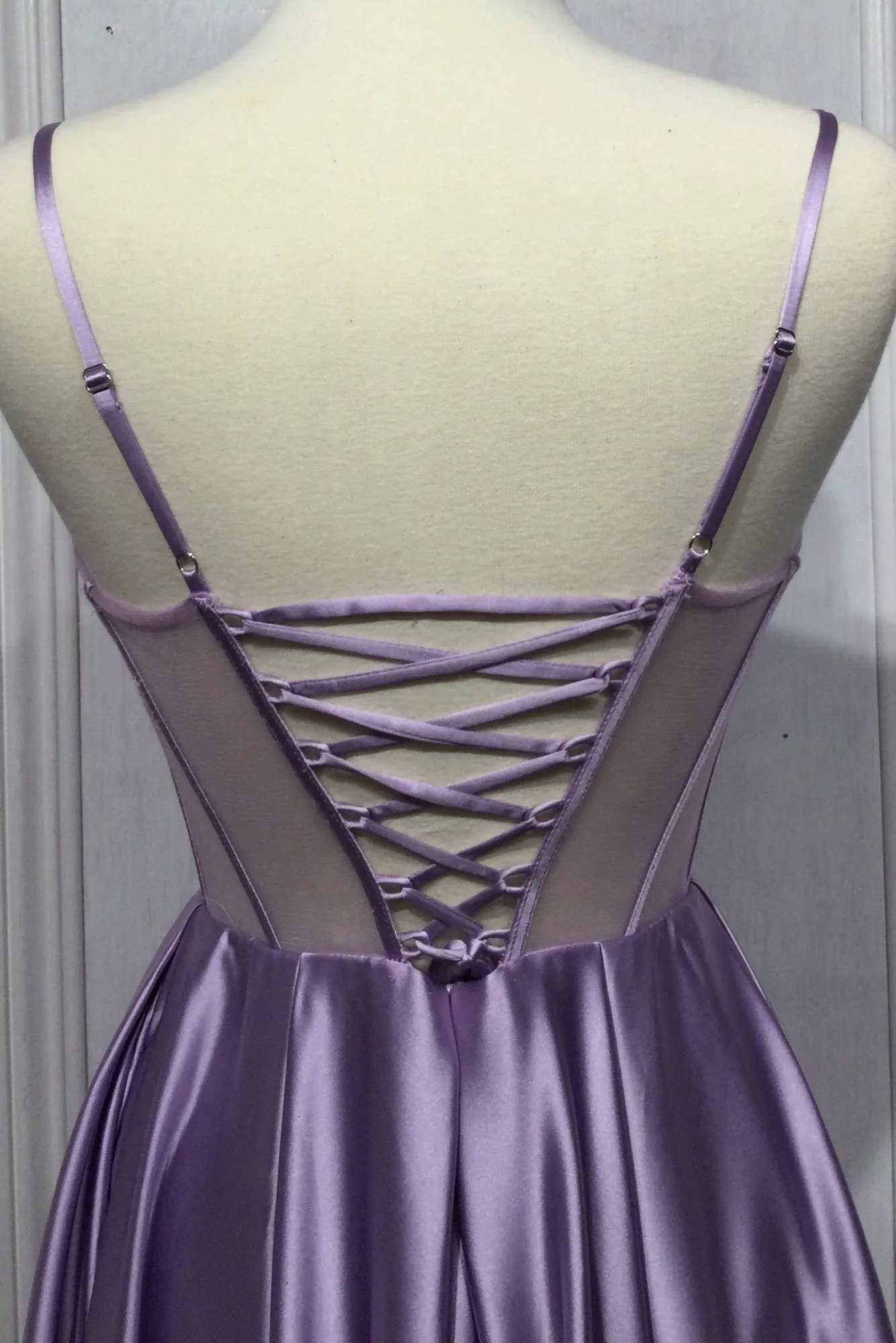 Ladivine CD276 Corset Satin A-Line Gown with Bust Embellishment