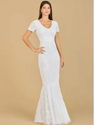 Lara Ivory Gale High Neck Beaded Wedding Gown 51143