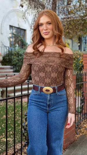 Lila Off Shoulder Top - Brown