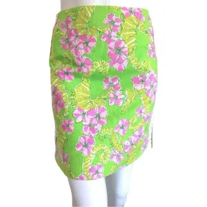 Lilly Pulitzer Skirt Roslyn Lace Limeade Floater Seahorse Print Size 0