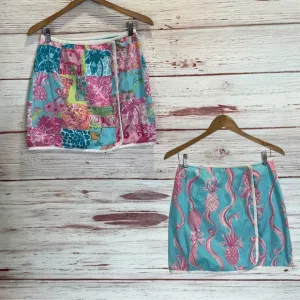 Lilly Pulitzer Vintage White Label Reversible Wrap Mini Skirt Sz 6