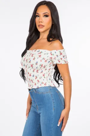 Lily Off-Shoulder Crop Top - White
