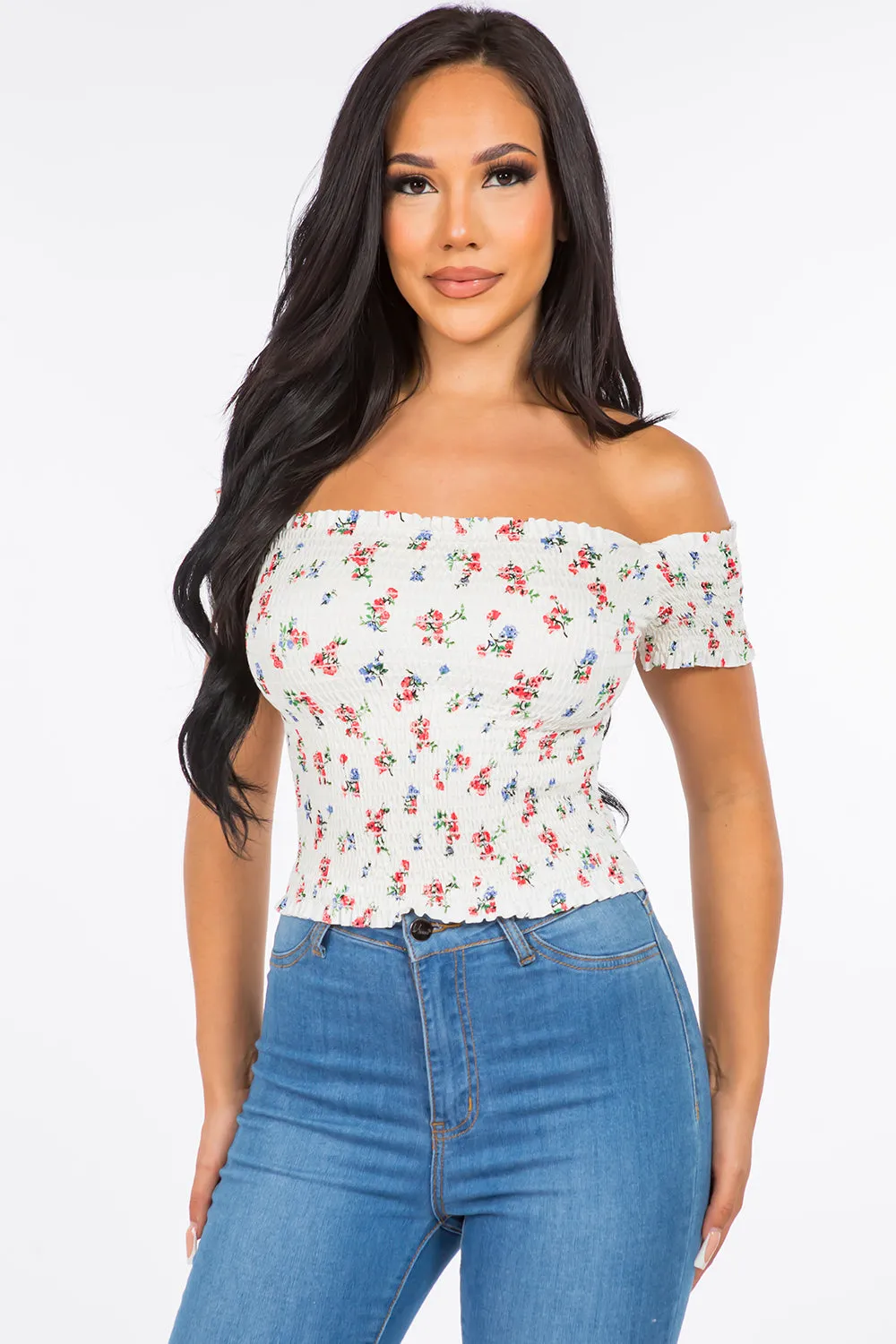 Lily Off-Shoulder Crop Top - White