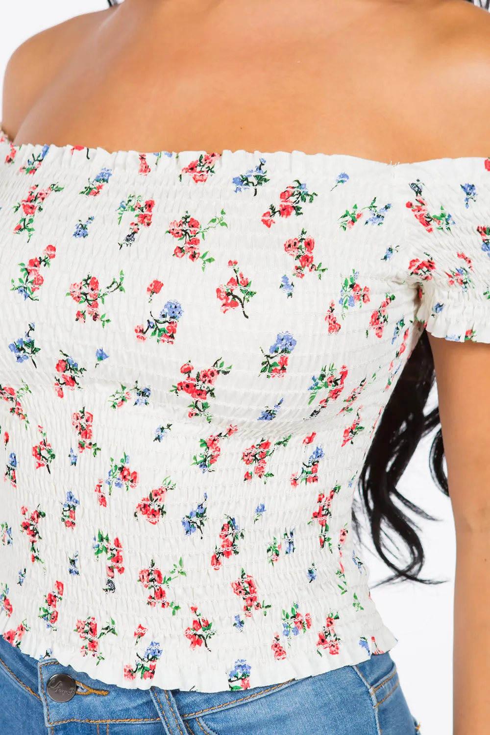 Lily Off-Shoulder Crop Top - White