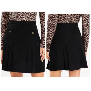 LOFT Tall Bi-Stretch Pleated Pocket Skirt Black Lined Sz 2 NWT