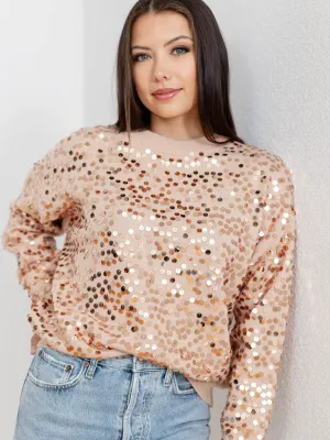 Long Sleeve Sequined Sweater Top