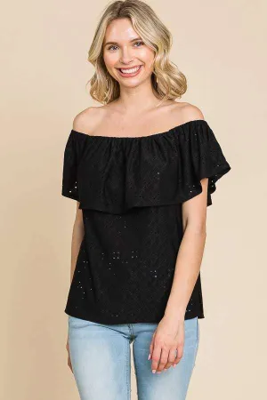 Loose Fit Off Shoulder Ruffle Tube Top