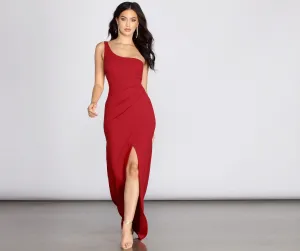 Lorena One Stylish Shoulder Crepe Dress