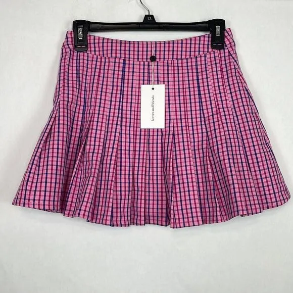 Lovers and Friends Torrance Pink and Blue Plaid Top and Mini Skirt. Size XS.