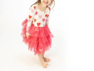 L/S LAYERED TULLE DRESS - BIG HEARTS