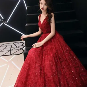 Luxury Bridal Receipt Wedding Party Gown V neckline