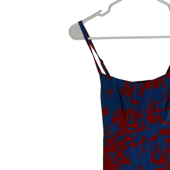 Madewell Empire-Waist Tank Maxi Dress in Red &amp; Blue Floral Women's Size 00 NWT!