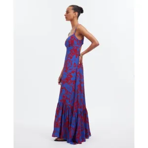 Madewell Empire-Waist Tank Maxi Dress in Red &amp; Blue Floral Women's Size 00 NWT!
