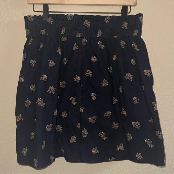 Madwell Paper-Bag Button Front Mini Skirt Baby Corduroy Deep Indigo Medium