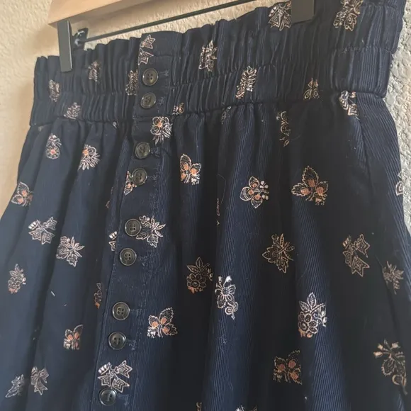 Madwell Paper-Bag Button Front Mini Skirt Baby Corduroy Deep Indigo Medium