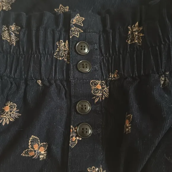 Madwell Paper-Bag Button Front Mini Skirt Baby Corduroy Deep Indigo Medium