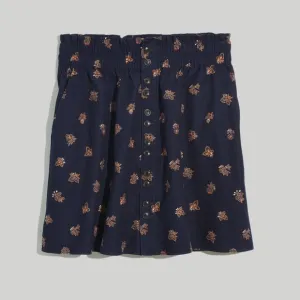Madwell Paper-Bag Button Front Mini Skirt Baby Corduroy Deep Indigo Medium