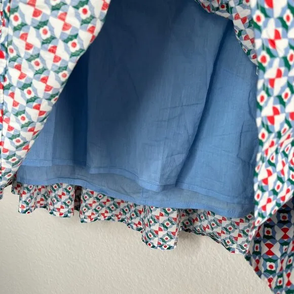Maeve By Anthropologie Floral Geometric Pleated Cotton Skirt Size 18W