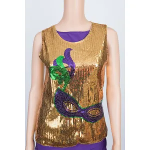 Mardi Gras Mask Sequin Top