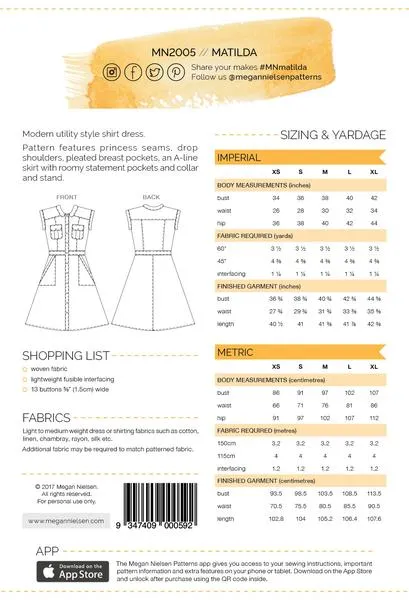 Matilda Dress PATTERN by Megan Nielsen