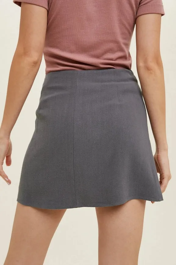 Meara Ruched Front Wrap Mini Skirt