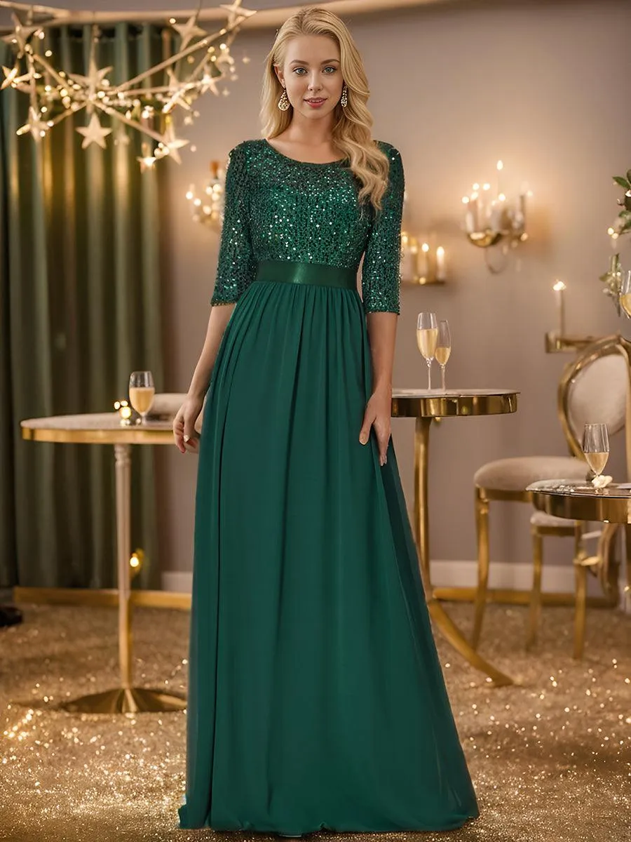 MEILLEURS CHOIX Robe de soirée à manches longues